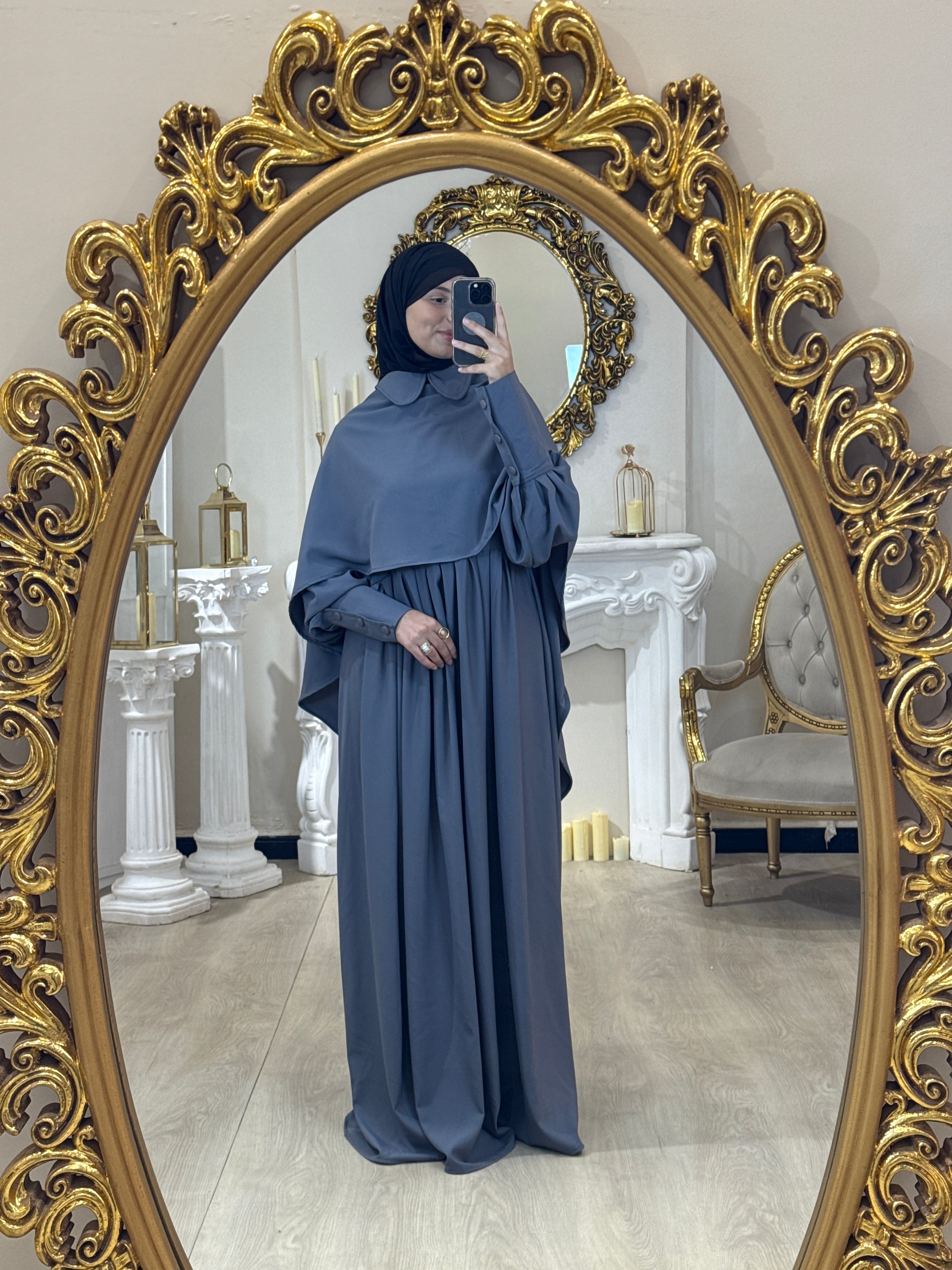 Pelerinli Elbise - ANDE HIJAB- Robe cape -روب بلمسة تركية - بطرحة واسعة
