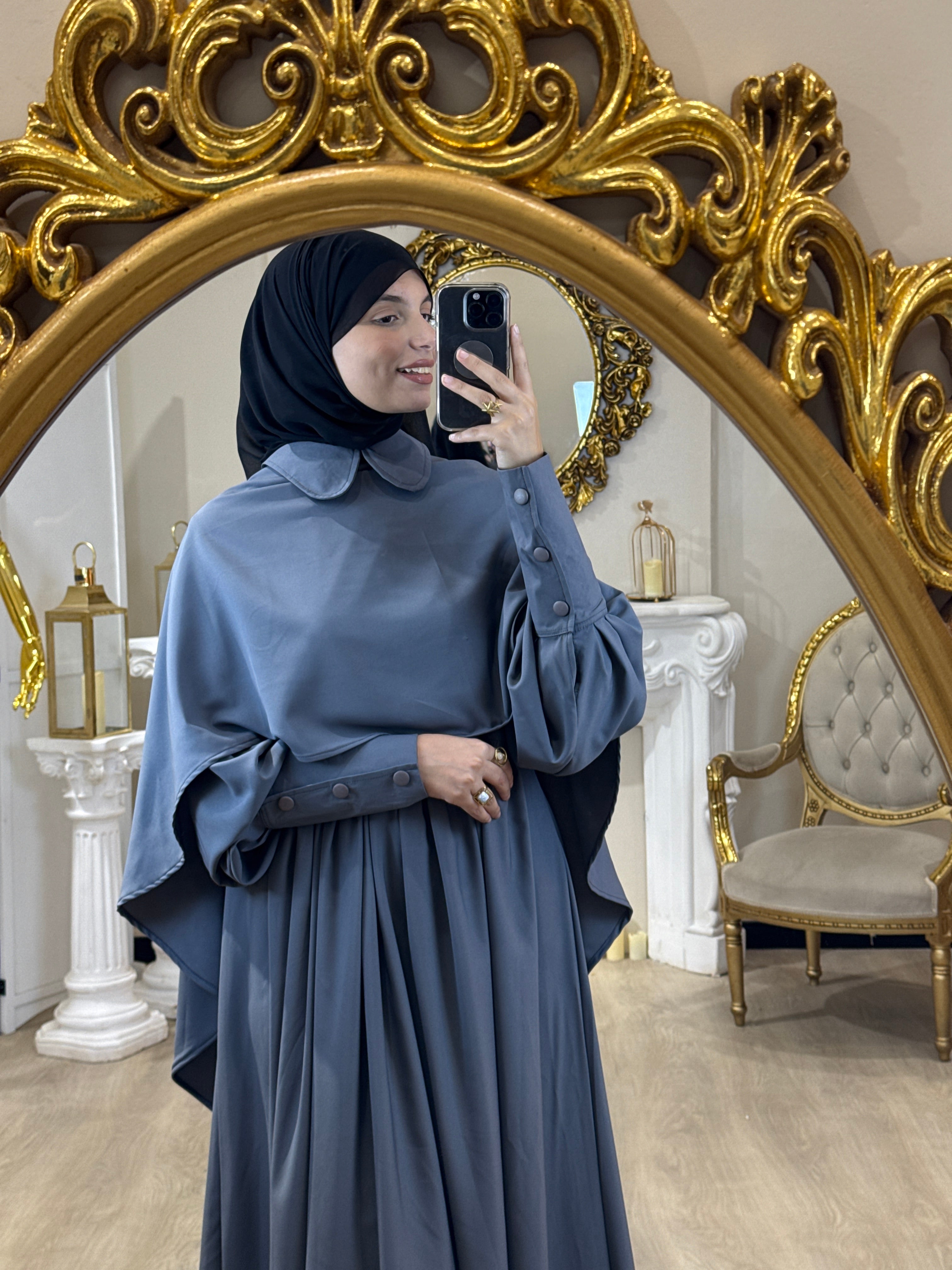 Pelerinli Elbise - ANDE HIJAB- Robe cape -روب بلمسة تركية - بطرحة واسعة