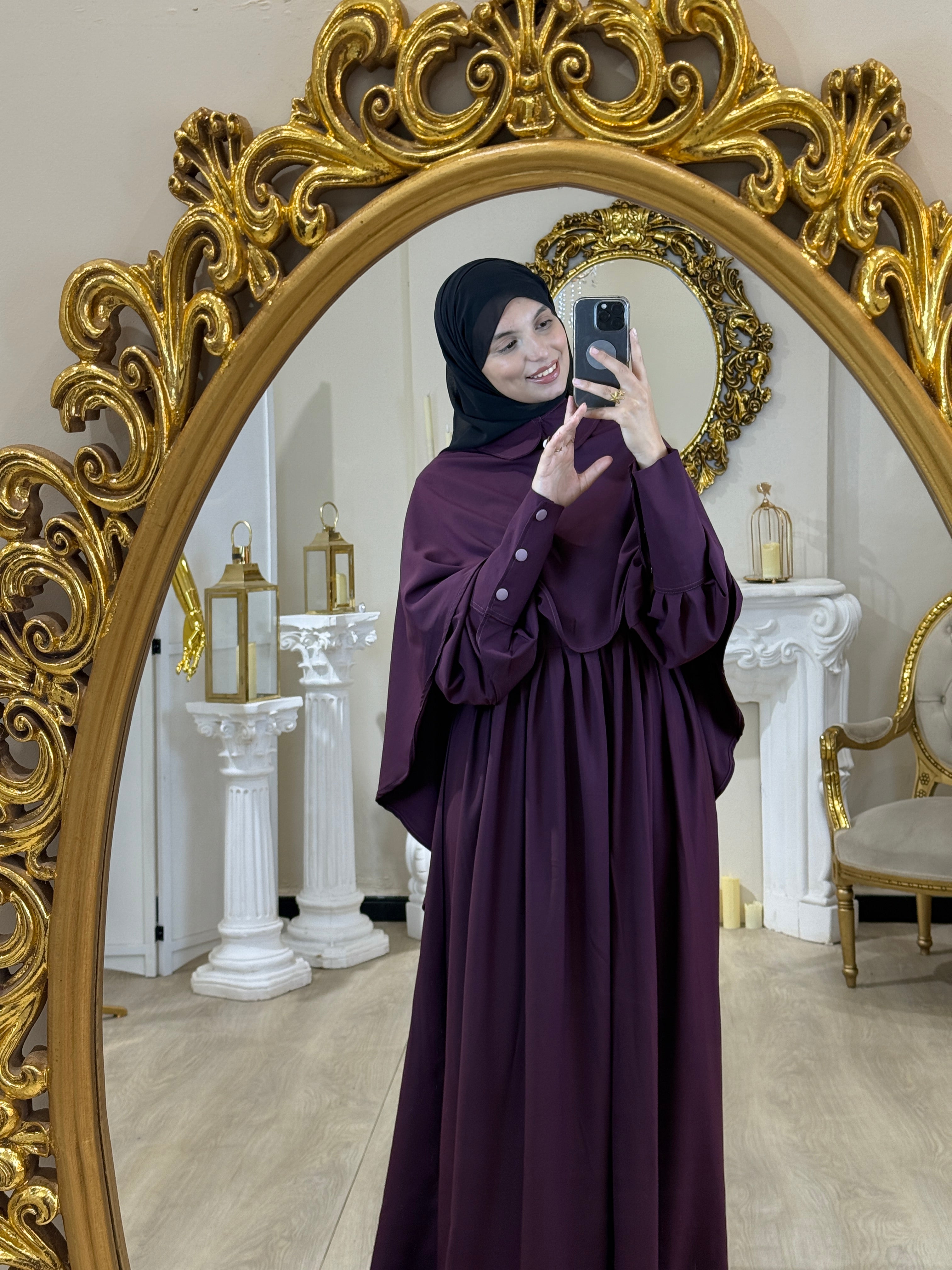 Pelerinli Elbise - ANDE HIJAB- Robe cape -روب بلمسة تركية - بطرحة واسعة