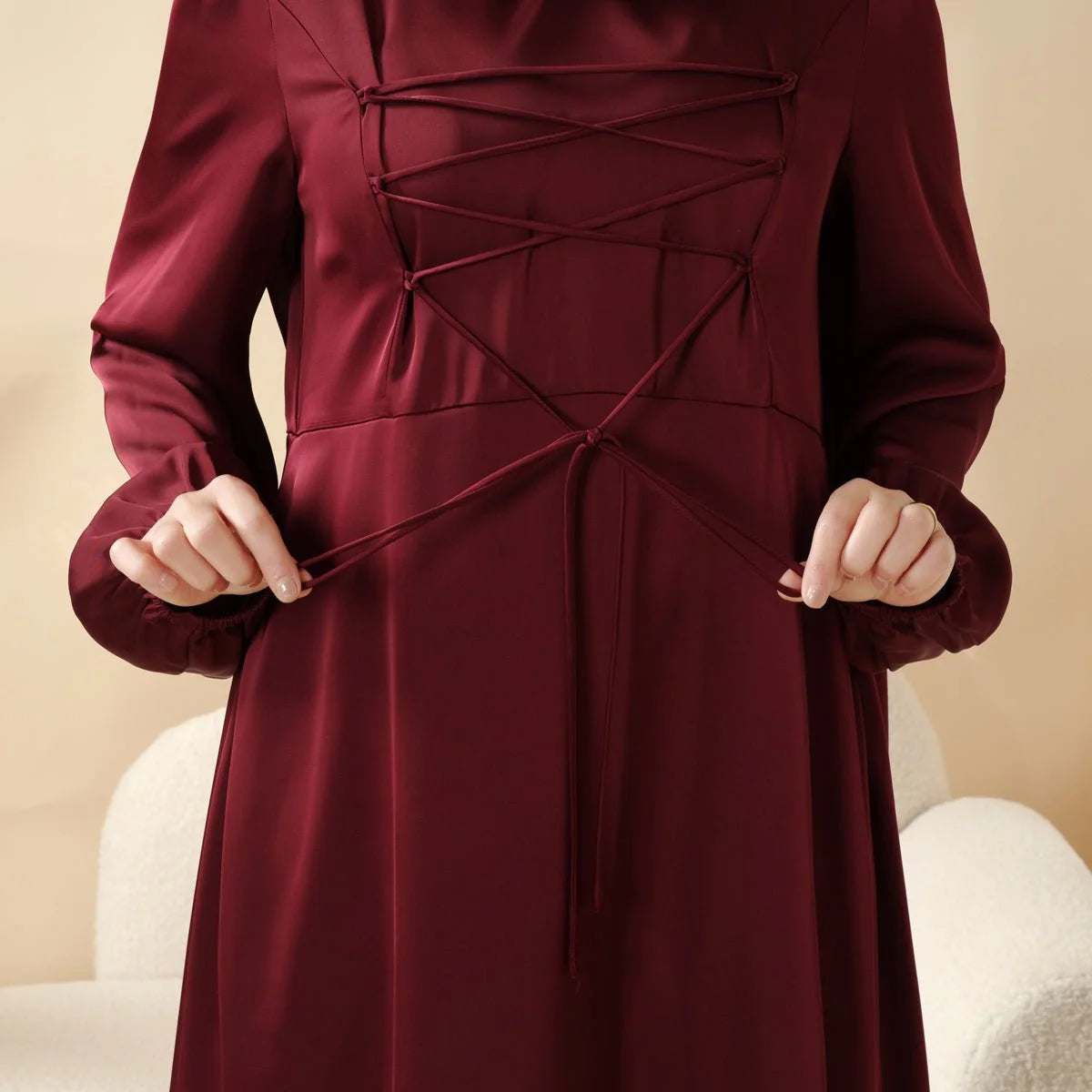 new collection robe hijab model miriam 2026- Robe Abaya Satin Élégante -ستايل مثالي للجامعة والمدرسة