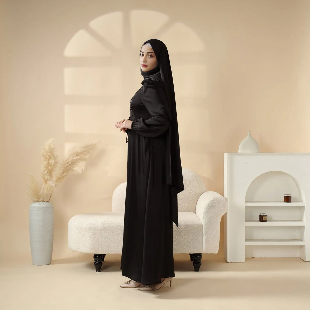 new collection robe hijab model miriam 2026- Robe Abaya Satin Élégante -ستايل مثالي للجامعة والمدرسة